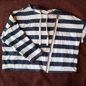Ann Taylor LOFT Striped Wide Crop Hoodie